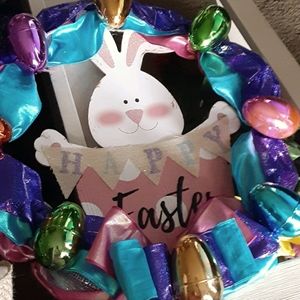 Metallic ribbon easter wreath